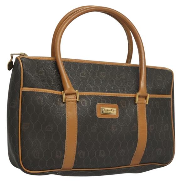 DIOR Honeycomb Canvas Hand Bag Pvc Black Gold - Picture 1 of 12